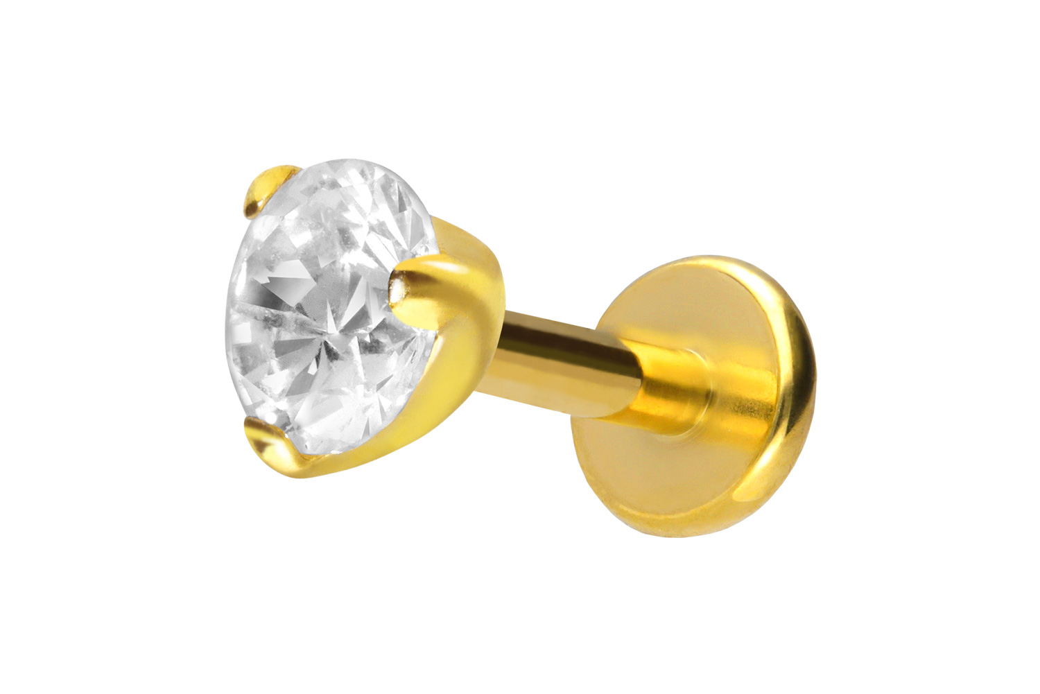 Titan Labret Piercing mit Innengewinde EINGEFASSTER KRISTALL